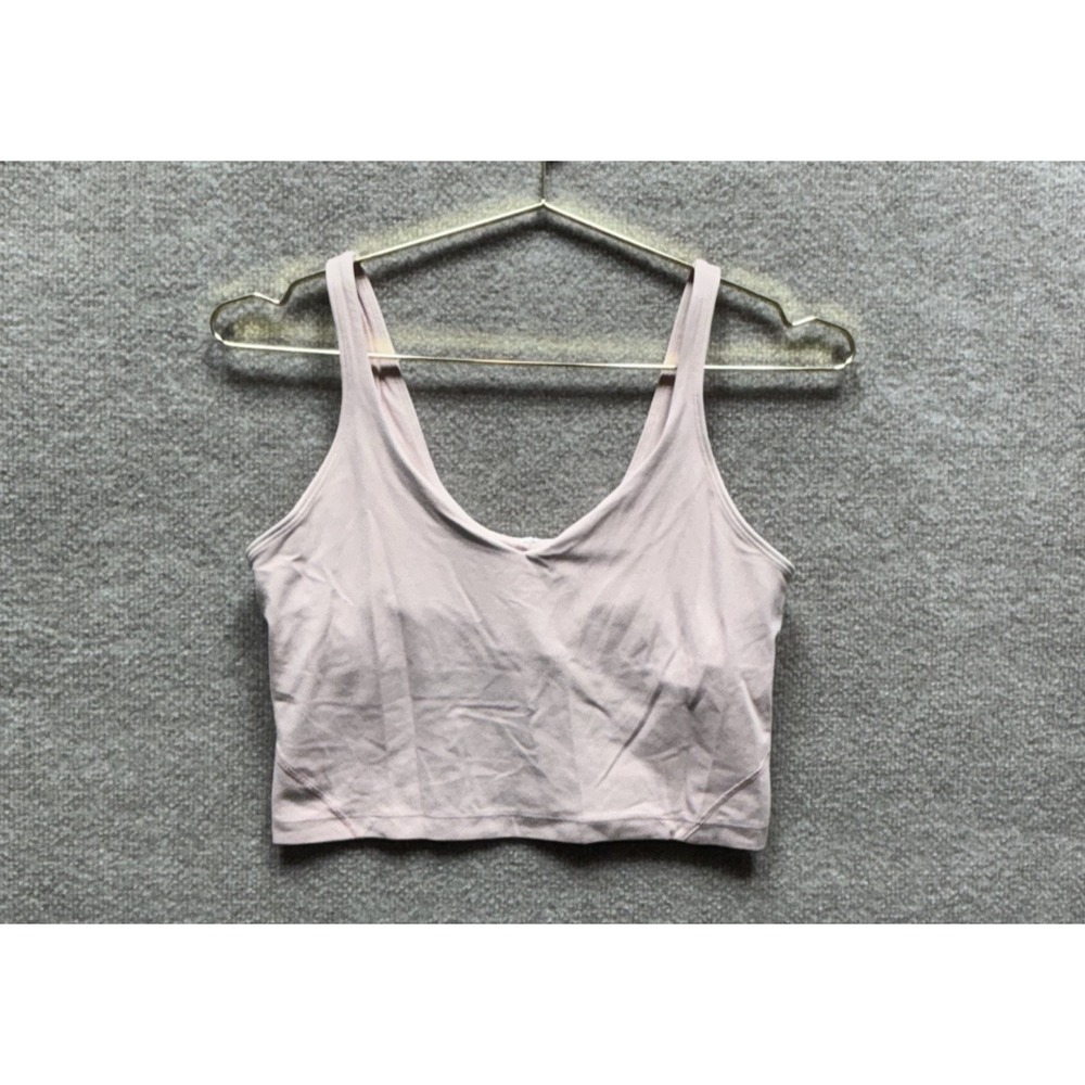 Lululemon Shirt Women 10 Pink Align Crop‎ Tank Top Padded Athleisure Yoga Run
